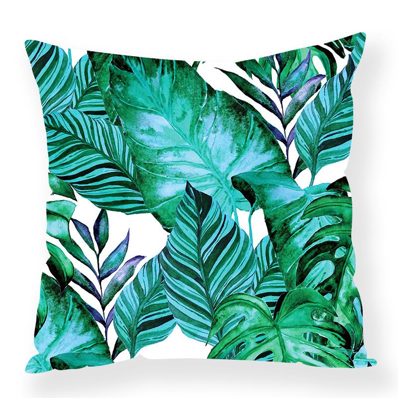 

Ins Green Plant Geometric Pillow Case Creative Mix Elements Pillow Digital Printing 45 * 45Cm pillowcase