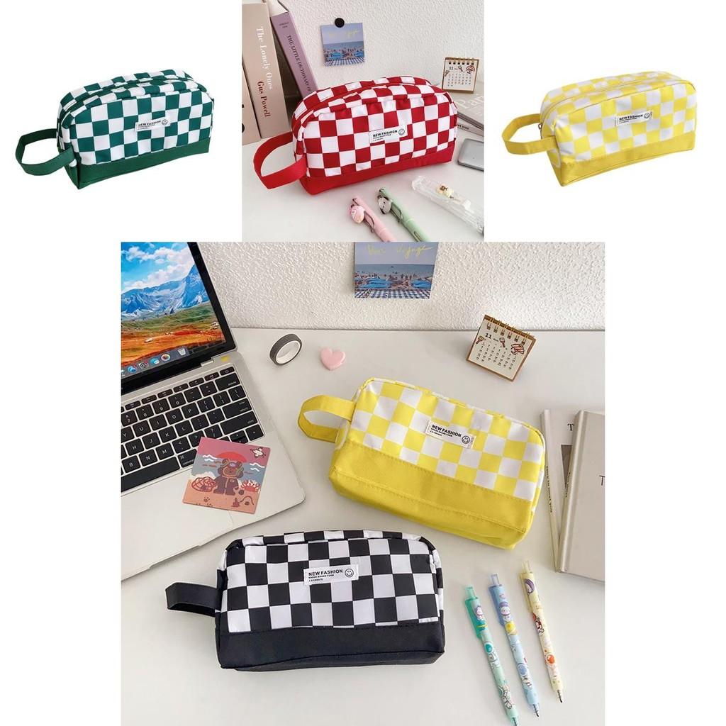 Trendy Ins Style Student Pencil Case High-value Colorful Checkerboard Design