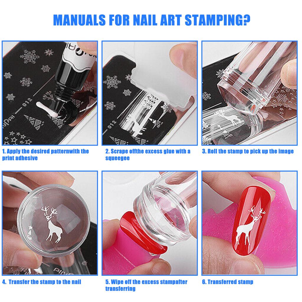 4Pcs Clear Silicone Nail Art Stamper Set Round Rectangular Double Head Transparent Jelly Stamping for Creative Manicure