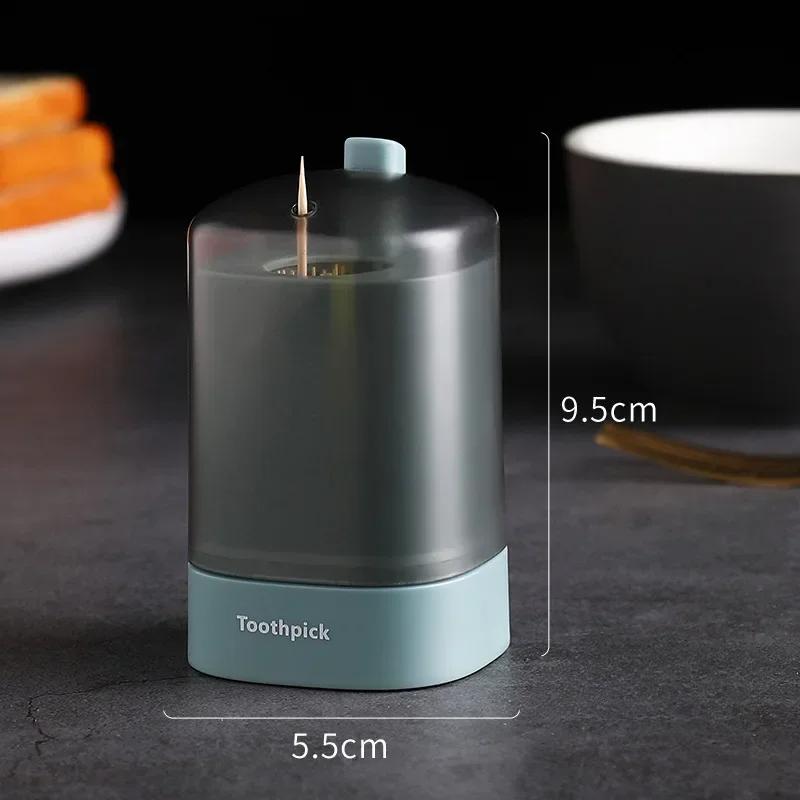 1 Pcs Push Automatic Eject Toothpick Jar Household Portable Toothpick Box Dispenser Holder Toothpick Swab Dispenser Gadget