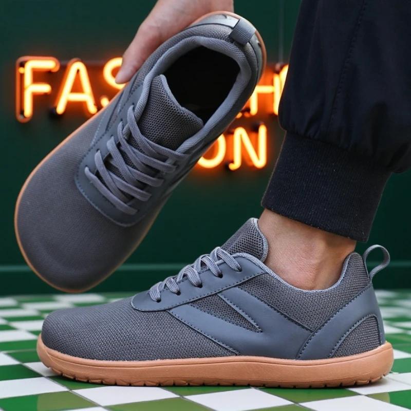 New Men's Wide Toe Shoe Barefoot Casual Wide Sneakers Last Fashionable Canvas Flat Board Shoes Breathable Mesh Men's Flat Shoes