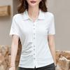 Damen Sommer Neues Revers Kurzarm T-Shirt Slim Dünn Lässig Halbarm POLO-Shirt