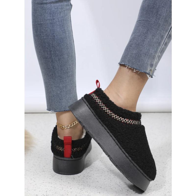 2025 Winter Warm Flat Fur Slippers Women Fluffy Furry Home Slides Woman Comfort Non Slip Indoor Floor Cotton Shoes Snow Boots