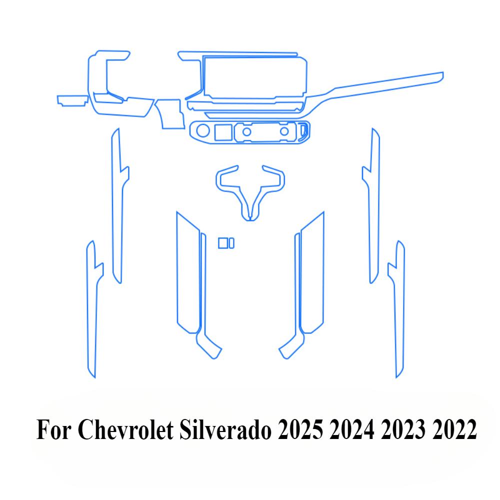 For Chevrolet Silverado 2025 2024 2023 PPF Protection film Accessories Interior transparent TPU GPS Gear Panel Center Console