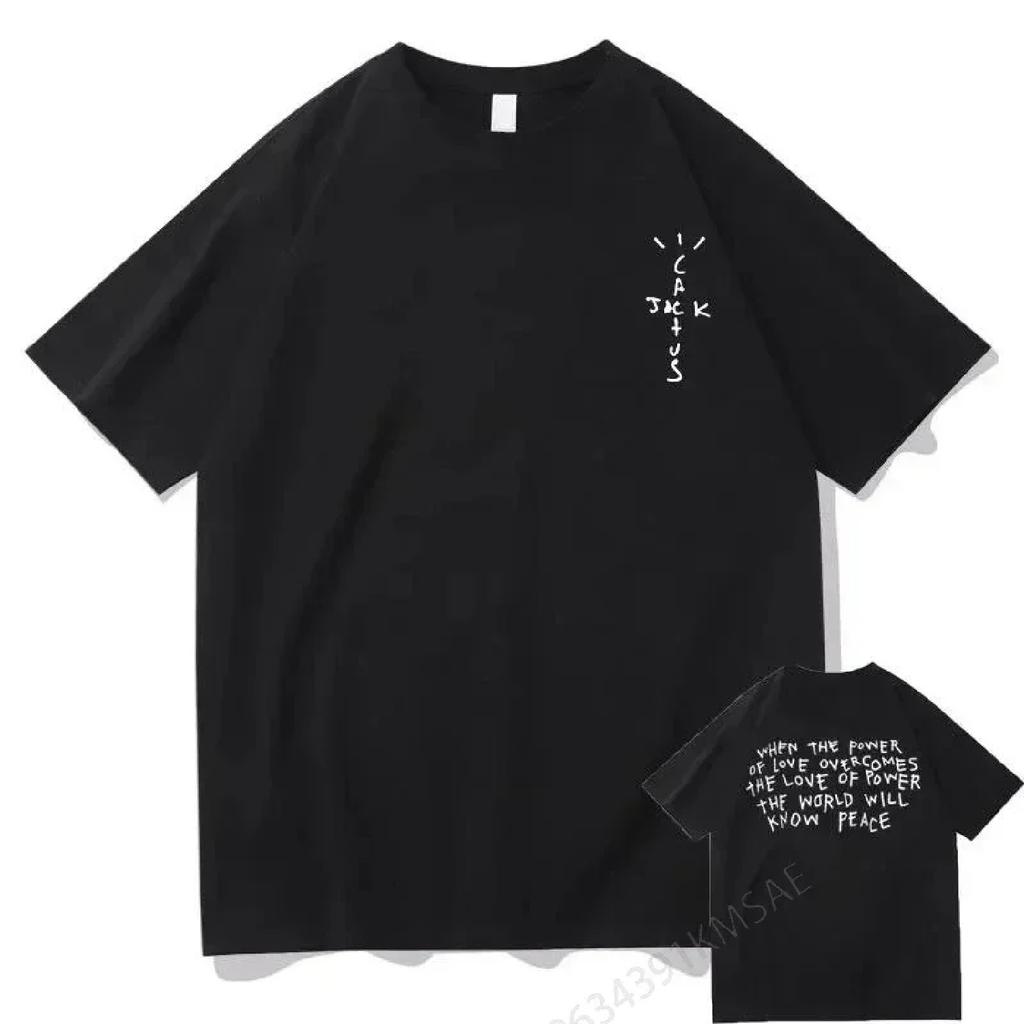Ny Cactus Jack T-shirt Mode Bokstavstryck T-shirt Herr Dam Casual Lös Överdimensionerad T-shirt Hip Hop Trend Tee Kortärmade Toppar
