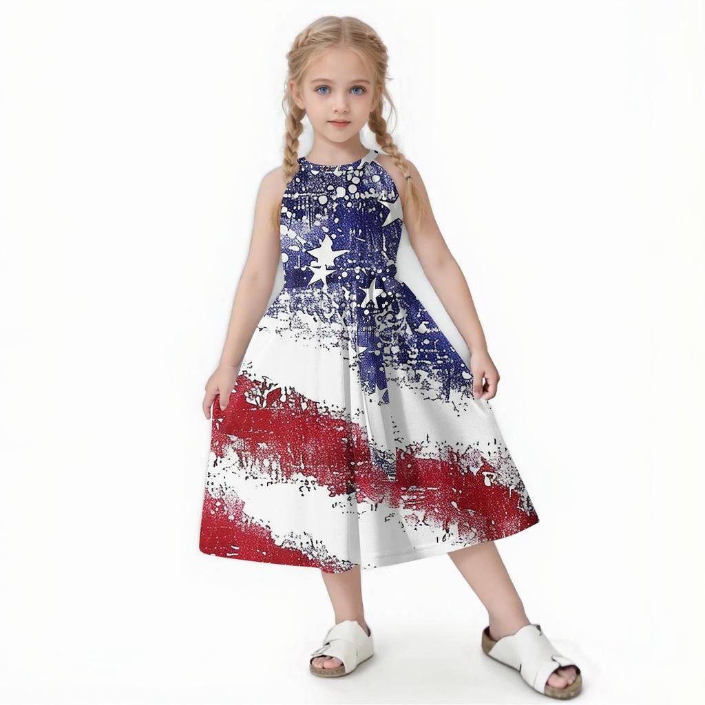 Family And Parent-child Outfits - Casual Vacation Independence Day Printed Women's Skirts, Men's Shirts Summer Suit