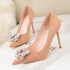 Spring Elegant Women Black Nude High Heels Pumps Designer Flock Leather Stiletto Heels Female Party Wedding Shoes