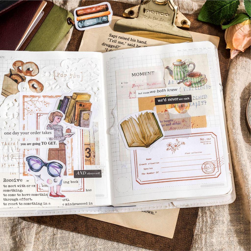 Retro Journal DIY Sticker Pack: 46 Self-Adhesive Sealing Stickers for Decoration.