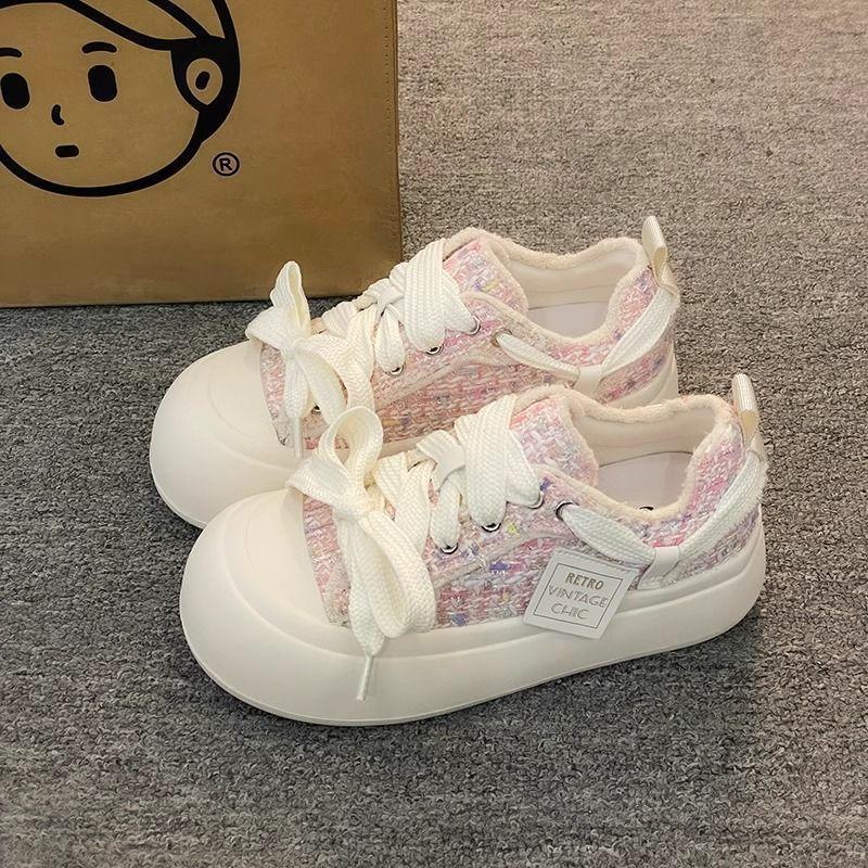 Milk Huhu thick soles 22 spring new Korean sports and leisure board shoes ugly cute big head bread shoes