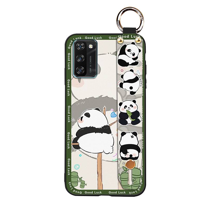 Back Cover Lanyard Phone Case For Blackview A100 Anti-knock Durable Anti-dust Phone Holder Panda Kickstand Soft case