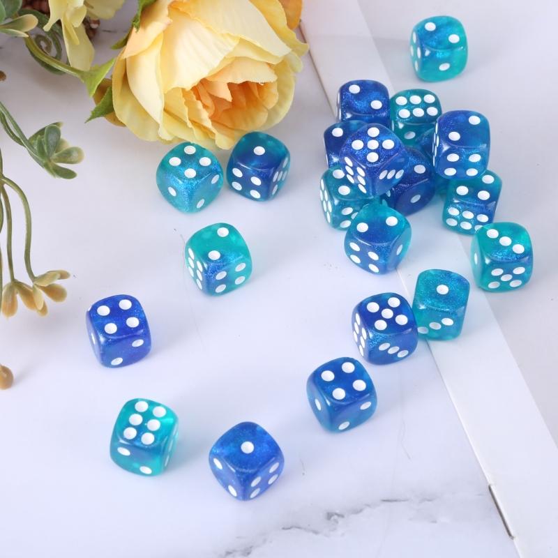 Rounds Corner Six Sided Dices Bulk, Pack of 50 Assorted Color 12mm D6 Acrylic Dices Cubes with Number Dots for Kids Use