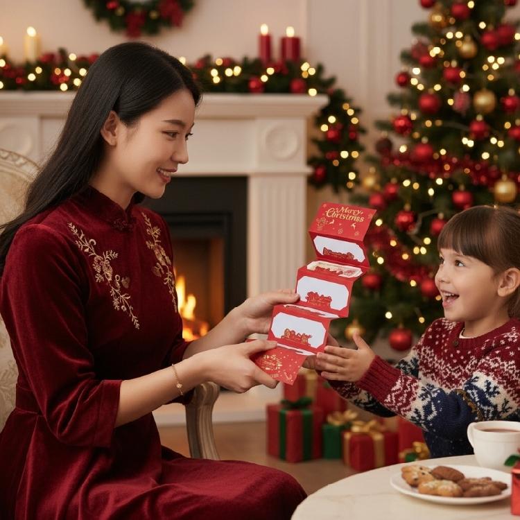 Christmas Themed Cash Envelope with 6 Slots Holiday Gift Cards Money Holder Money Organiser For Gifts Exchanges