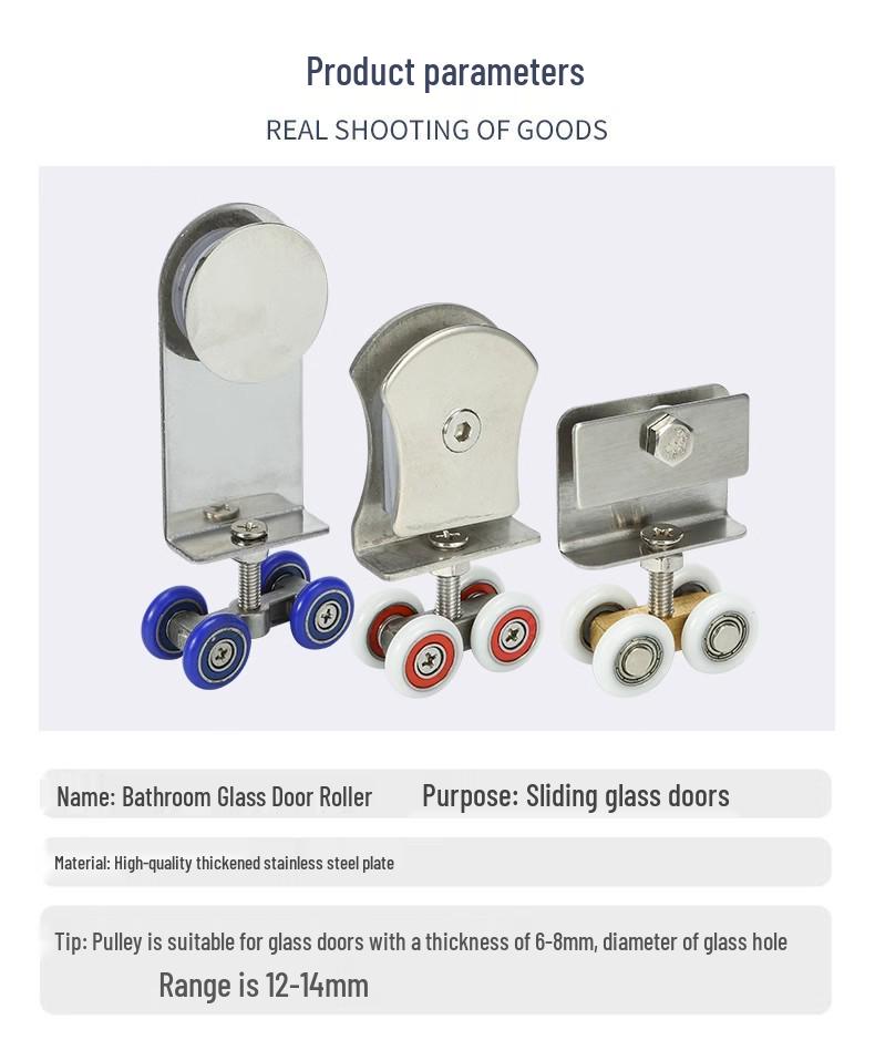 Sliding Shower Door Pulley Wheel Set - Copper Rollers for Glass Doors