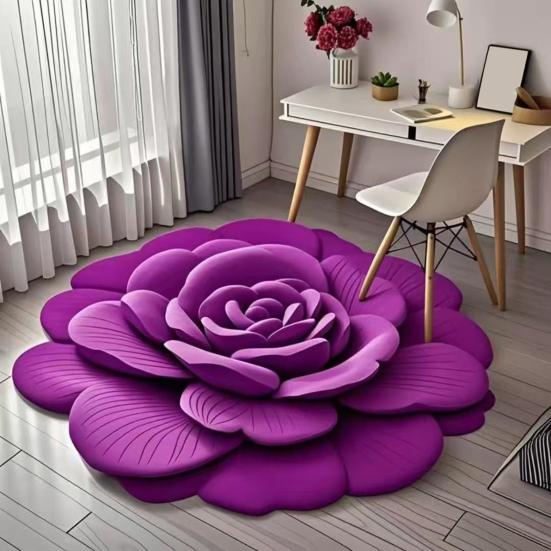 Floor Mat 3D Flower Design Anti-Slip Bottom Door Mat Living Room Bedroom Bathroom Kitchen Absorbent Mat