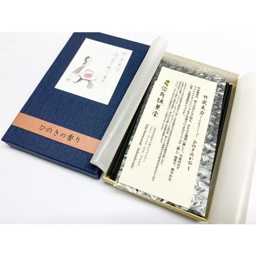 Awaji Island Hinoki Scent, Low-Smoke Incense from Awaji Umekundo, a Long-Established Incense Maker, with a Bamboo Charcoal and Refreshing Hinoki Scent