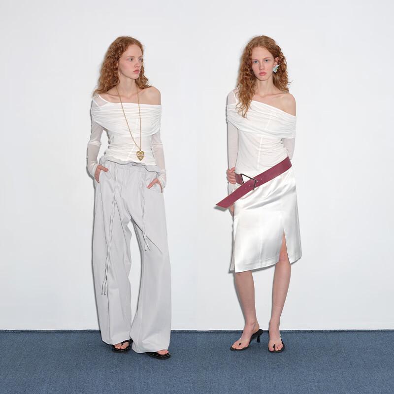 GREEN BELT Lyocell Off-Shoulder T-Shirt L