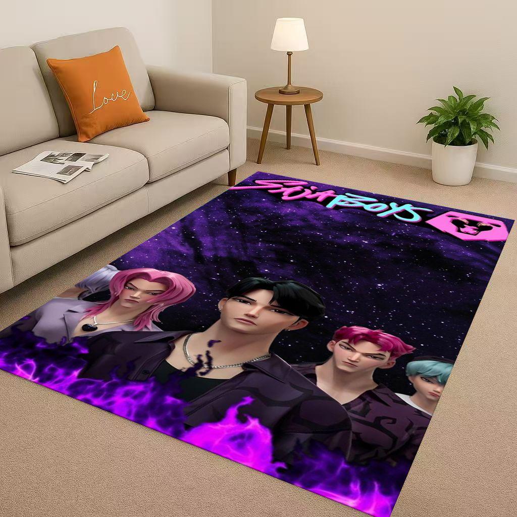 3D Cartoon Kpop Demon Hunters Zoey Rumi Mira Living Room Non-Slip Area Rug Carpet for Bedroom Playroom Sofa,Home Decor Doormat