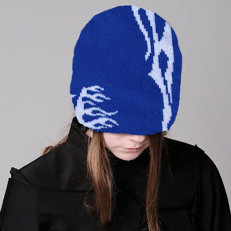 Knitted Beanies Hat for Women Men Popular Pattern Skull Hat Handmade Crochet Hat 2000s Hiphop Hat Casual Street Headwear