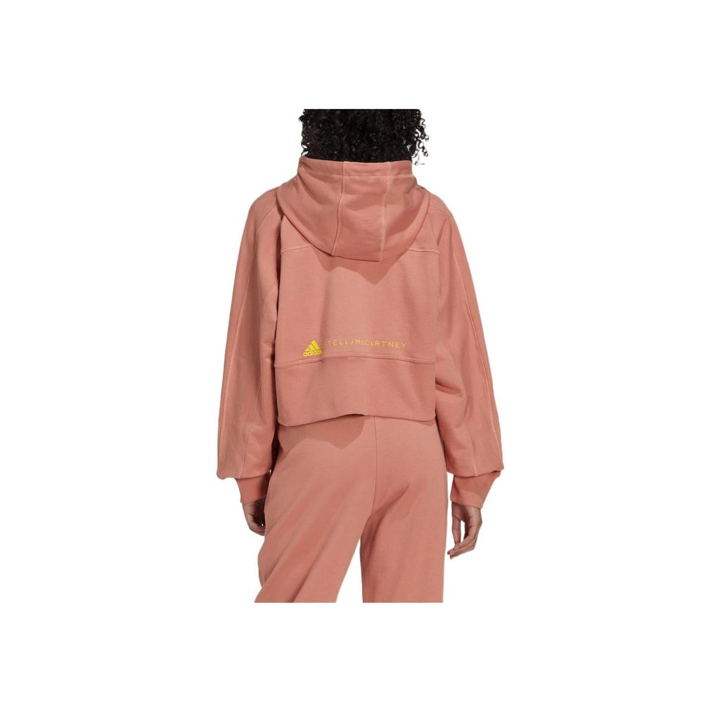 Adidas Logo Print Hooded Drawstring Jacket Women Outerwear Pink IB5891