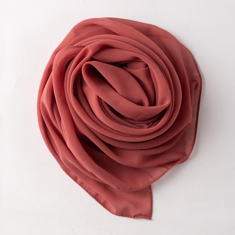 Monochrome Chiffon Square Scarf Ethnic Head Wrap For Women