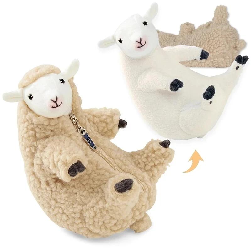 Lovely Sheep Alpaca Doll Soft Plush Toy With Detachable Clothes Simulation Lamb Sleep Soothing Plushie Doll Kids Toy Gifts