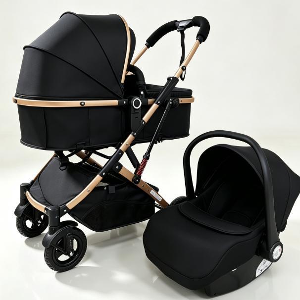 Foldable Multi-Functional High Landscape Baby Stroller: Sits and Lies Flat, Shock-Absorbing, Two-Way Design for Newborns