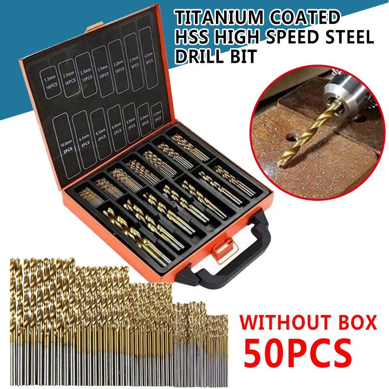 

Набор из 50 спиральных сверл из быстрорежущей стали с титановым покрытием HSS 1,0 мм/1,5 мм/2,0 мм/2,5/3,0 мм, ручные инструменты, детали электроинструмента, золото
