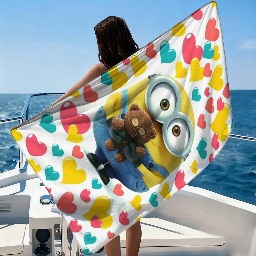 Big-eyed Cute Creature Beach Towel Love Design Quick-Drying Soft Towel for Beach Vacation Pool Funny Gift for Friends & Family