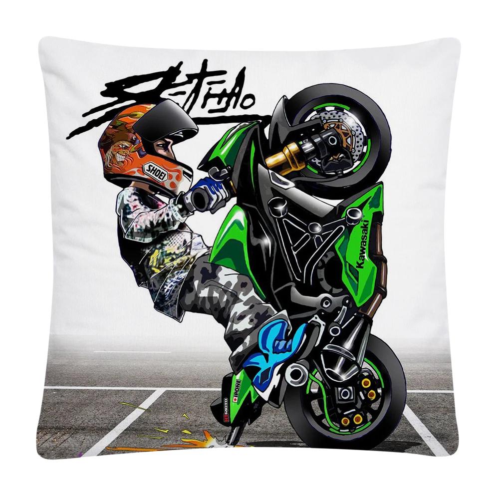 Stunt Sports Cartoon Pattern Soft Polyester Pillow Case for Sofa Home Car Decoration Pillowcase