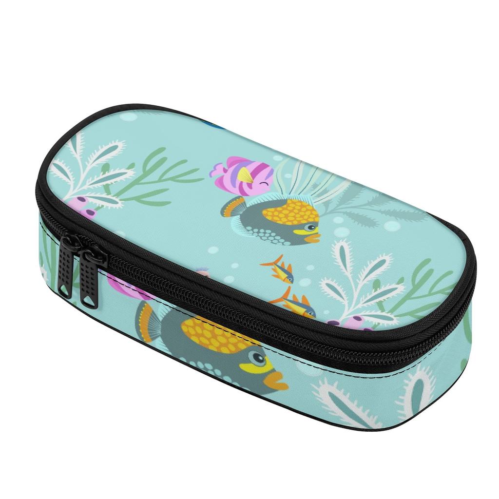Pencil Case Zipper Closure High Capacity Durable 300D Polyester with Mesh Pocket Removable Divider and Pen Slots for Students