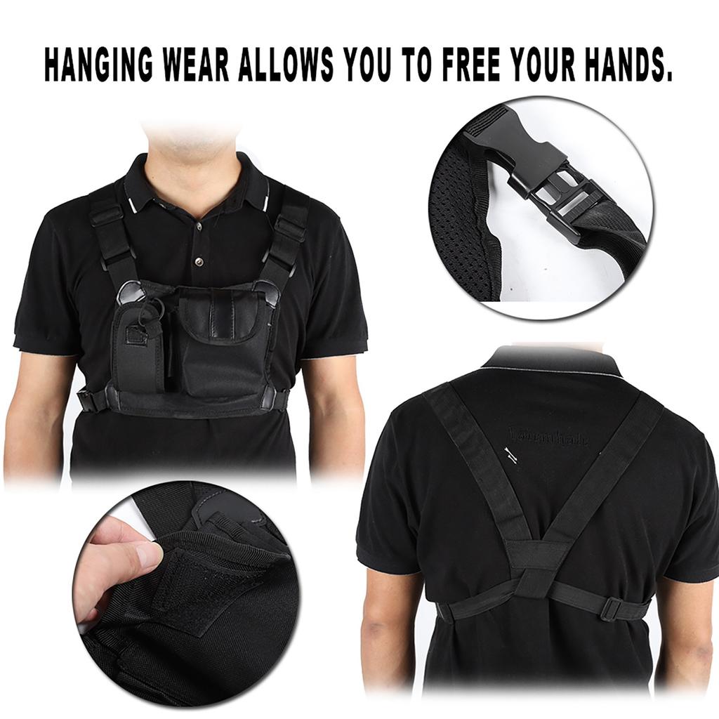 Two Way Radio Chest Pocket Pack Backpack Radio Accessory Pouch Holder Carry Case