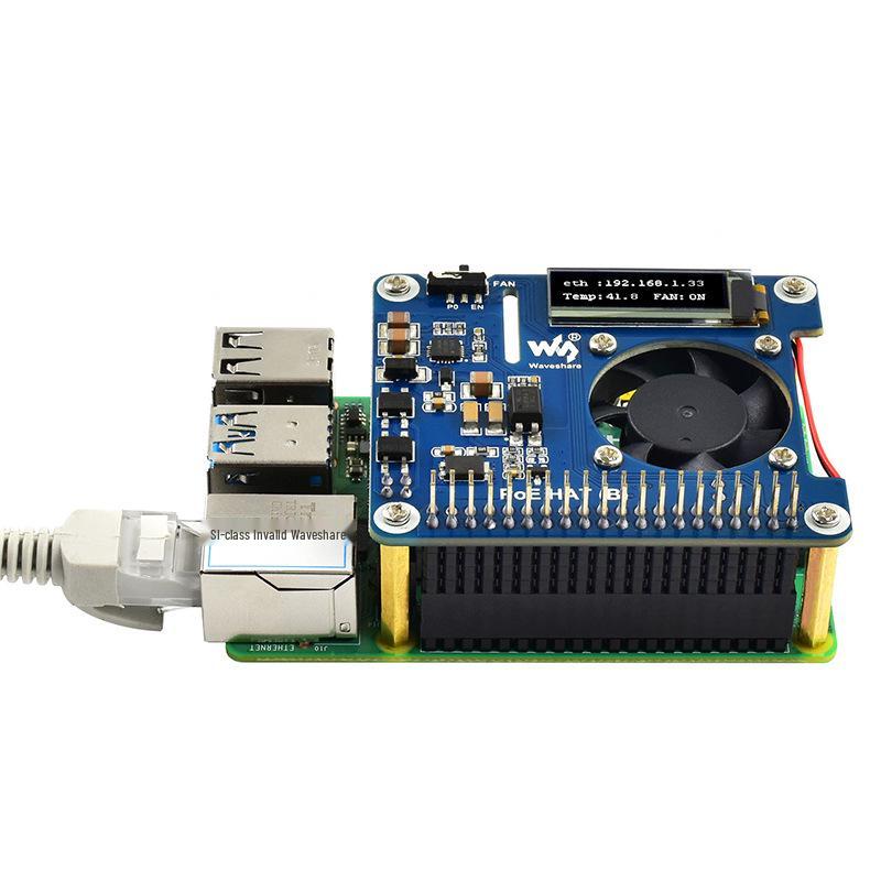 Raspberry Pi POE Ethernet Power Supply Board with OLED Temperature & IP Display for 4B/3B+