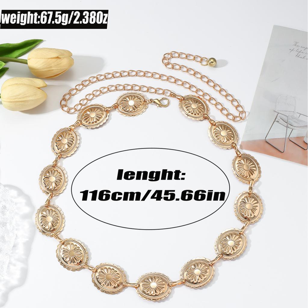 Retro Sun Moon Waist Chain Women's Versatile Gold Belt Body Chain Accessories Women's Fold Wear