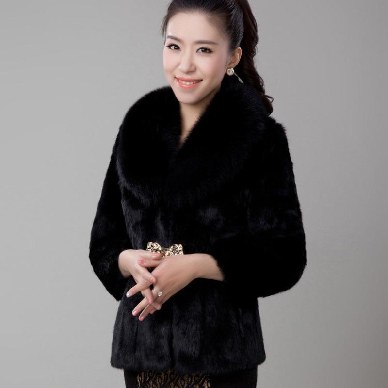 Winter new imitation mink imitation fur coat medium and long imitation mink coat women's imitation fox hair hooded