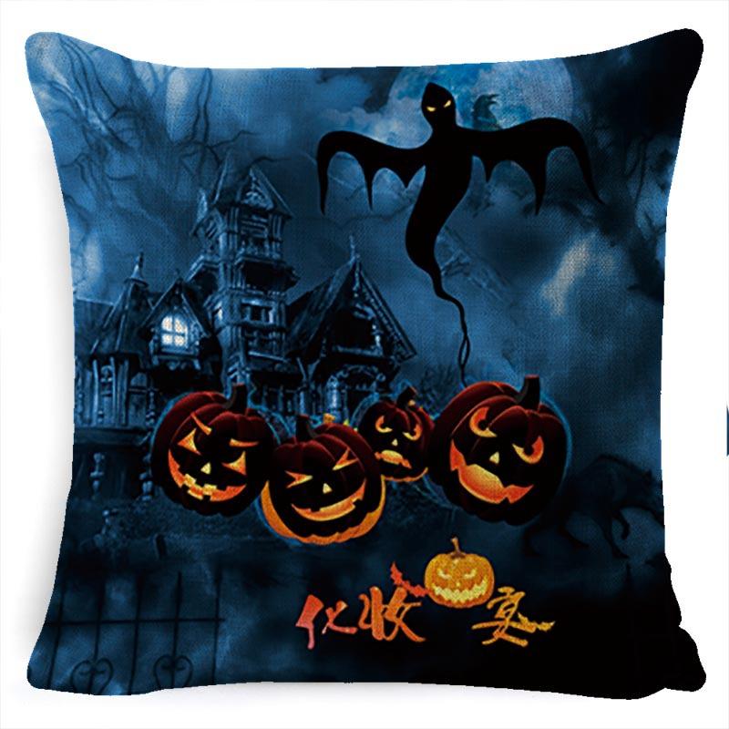 Halloween Pillow Pumpkin Little Witch Horror Cushion Linen Cushion Cover Holiday Party Pillow Cover Bed Backrest