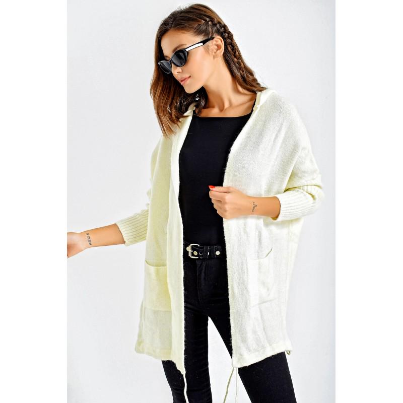 

Кардиган из мохера с капюшоном