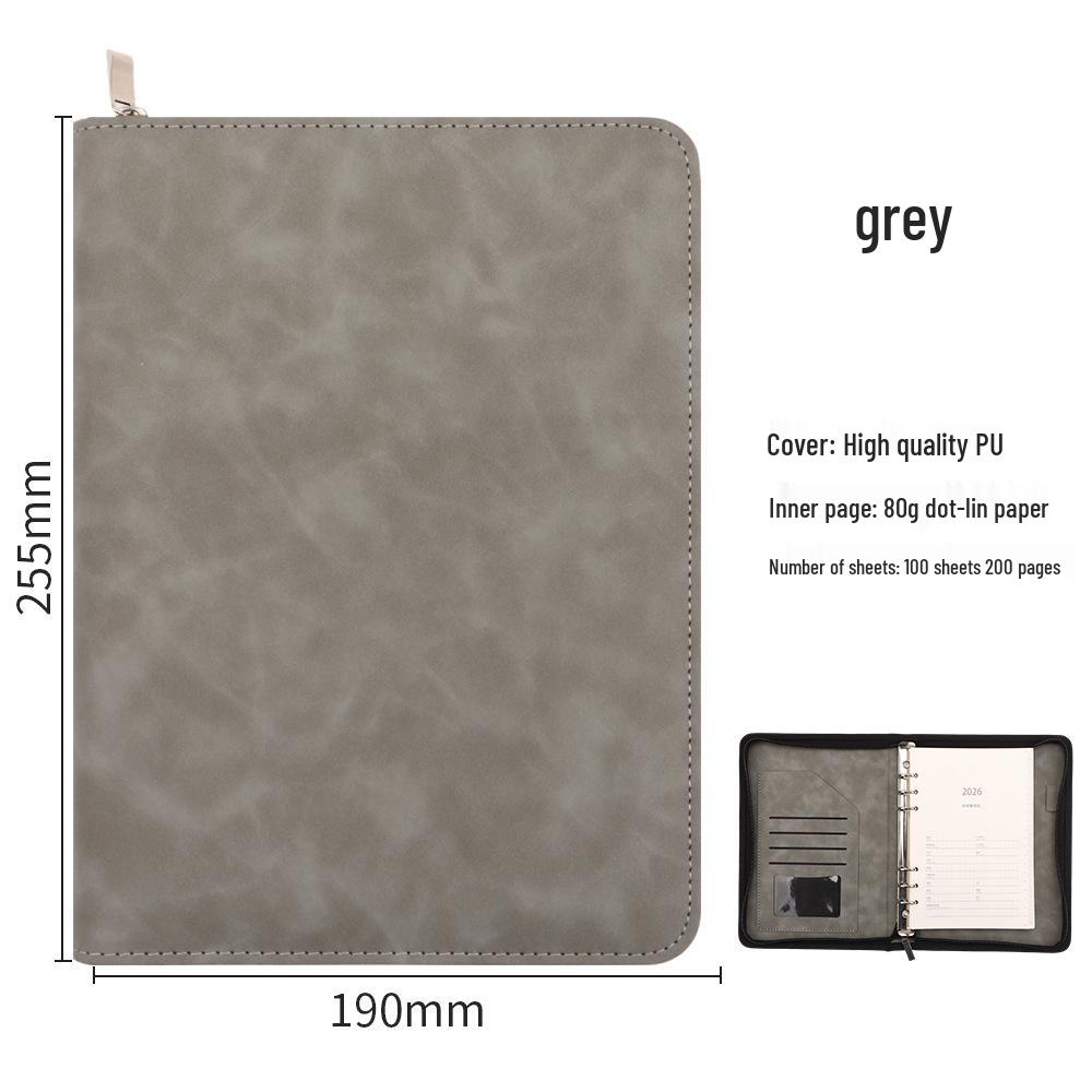 PU Leather Multi-functional B5 Zipper Notebook with Detachable Journal B5 Model