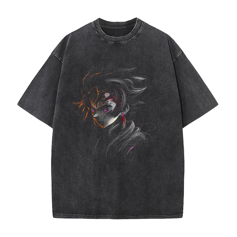 

Demon Slayer Manga Kamado Tanjirou T-shirt for Men Clothing Tops Washed Oversized T Shirt Cotton Short Sleeve Graphic Tees XXL чёрный