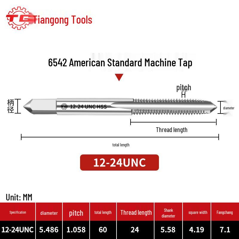 American Standard Stainless Steel Threading Taps 1/4-3/5/8 UNC/UNF