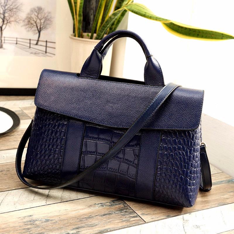 Leather Crocodile Pattern Handbag Large Capacity Women's Bag European and American Fashion Versatile Crossbody Single Shoulder Women's Bag