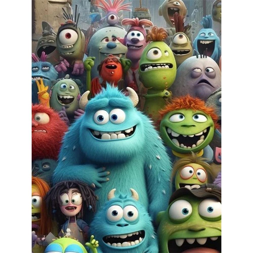 Disney Diamond Painting Monsters Inc Monsters Group Portrait Artwork Rhinestone 5D Mosaic DIY Cross Stitch Gift Home Decoration Round 20x30cm