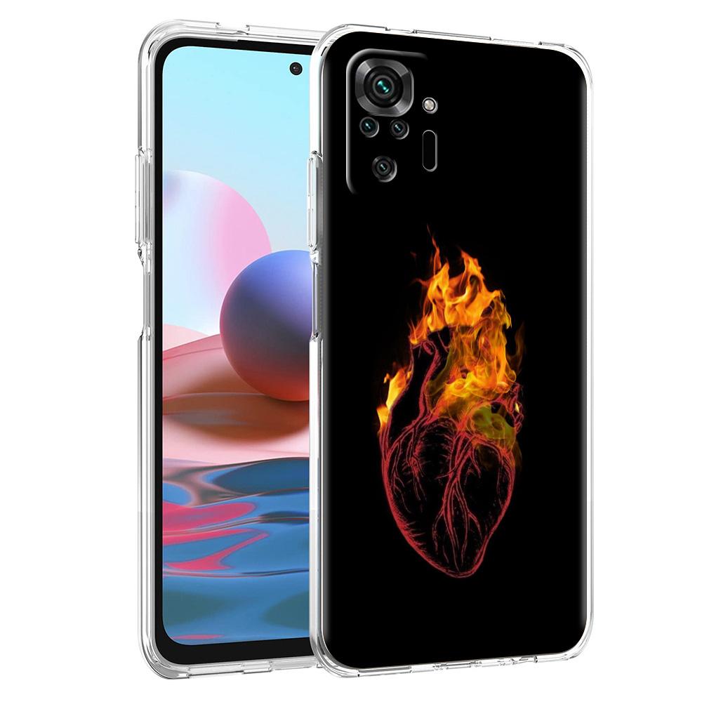 Phone Case For Xiaomi Redmi Note 15 14 5G 13 12 10 11 Pro Plus 4G 14C 13C 12C Soft TPU Cover Flame Pattern