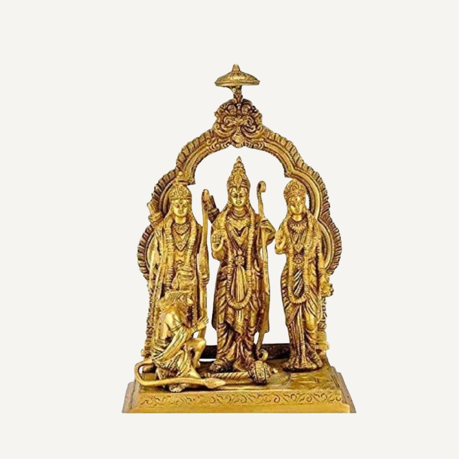 Shree Ram, Lakshman, Sita, Hanuman Ramdarvar Brass Puja Idol For Home - 20 Cm