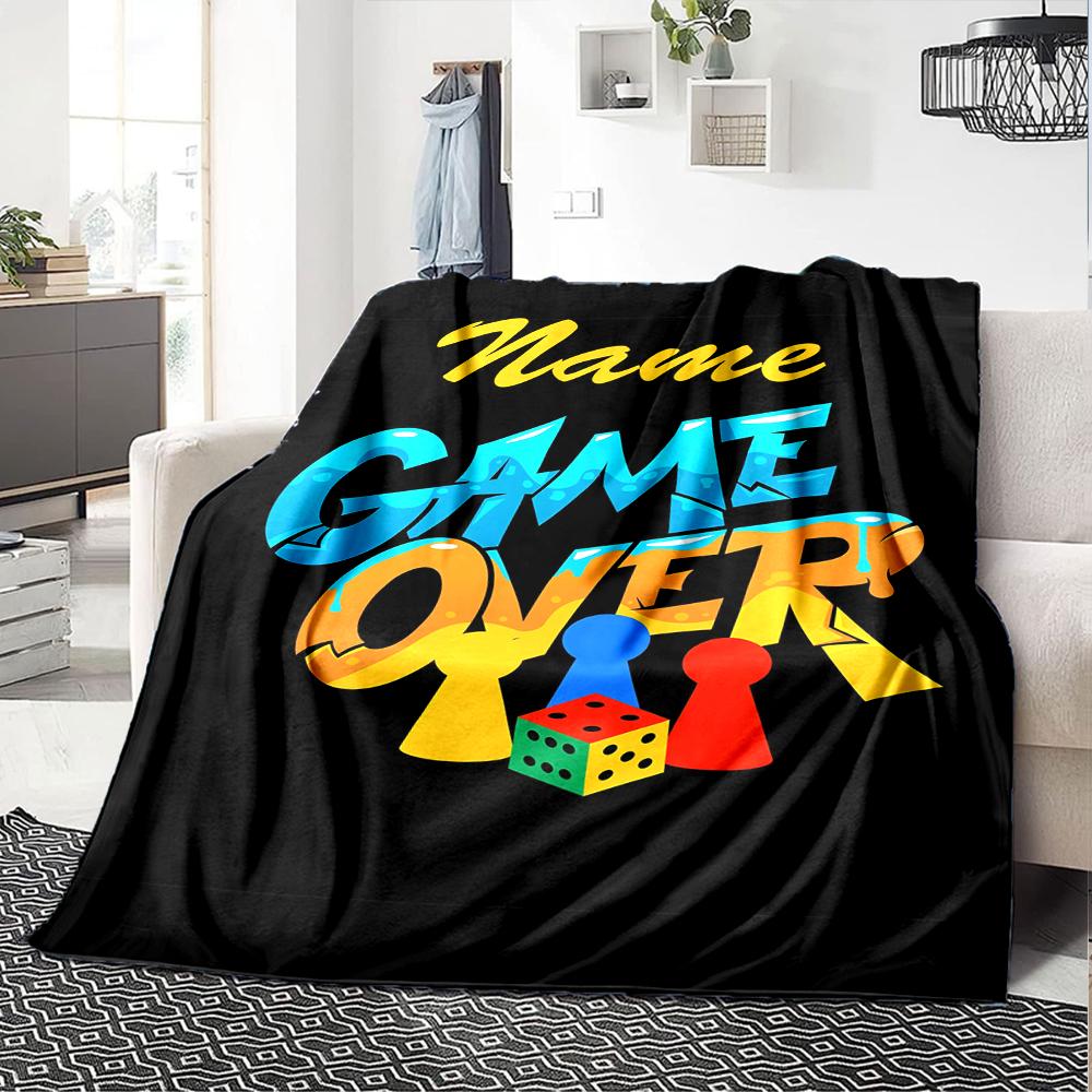 Custom Name Game Controller Theme Printed Blanket - Perfect for Couch, Bed, Travel & Outdoor Use | Machine Washable, Cozy & Durable.