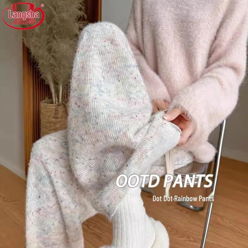 Langsha 2025 Women's Soft Draped High-Waist Wide-Leg Pants