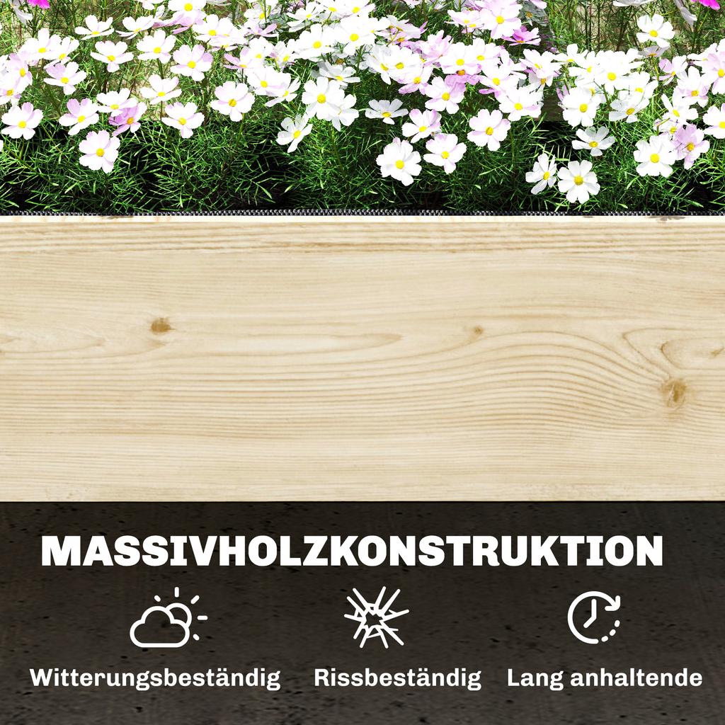 Raised Garden Bed 2-Tier Stepped Design Planter Box with Trellis for Climbing Plants 108x62x120 cm