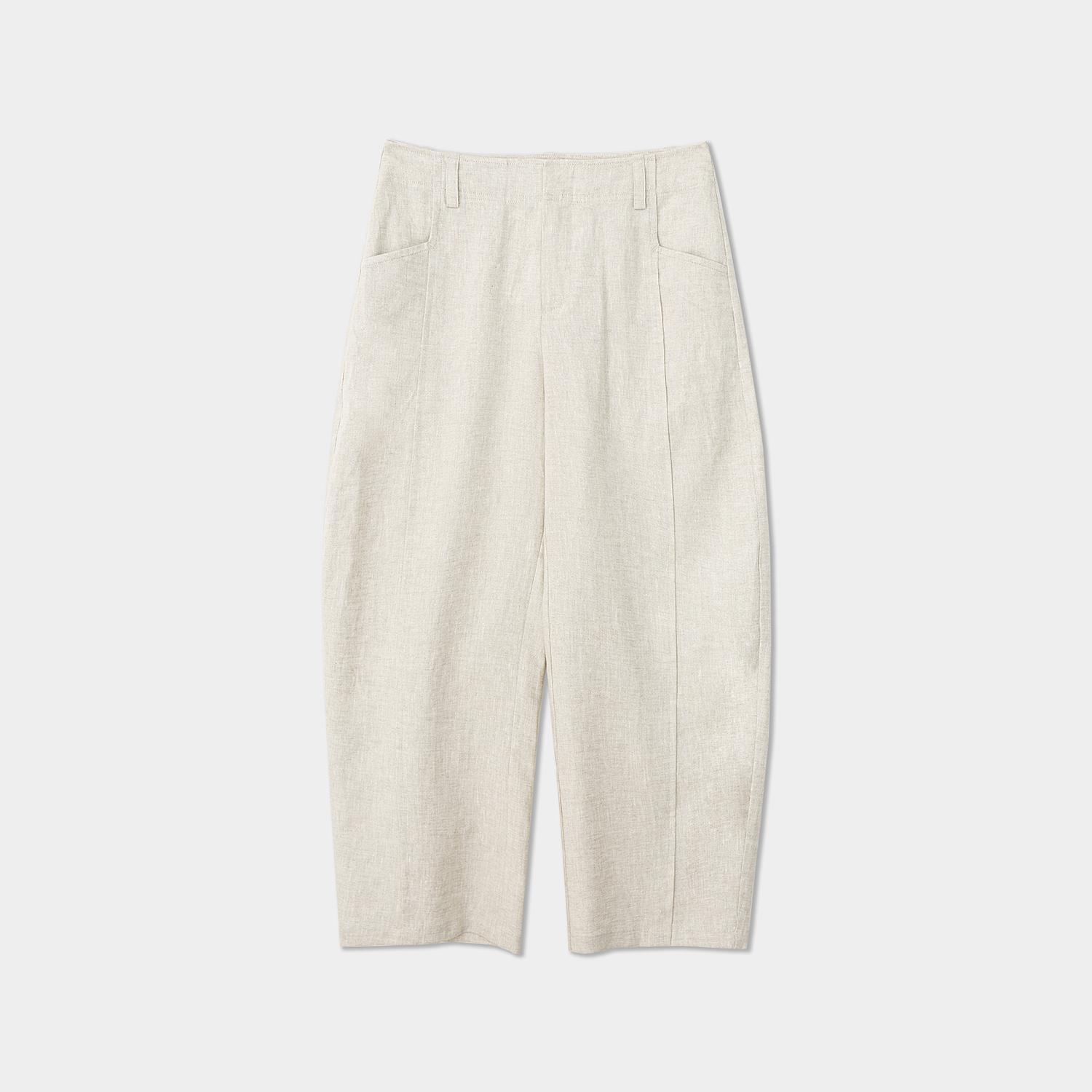 Songmi Anti-Wrinkle Linen Blend High-Waisted Curved Pants + Shorts M