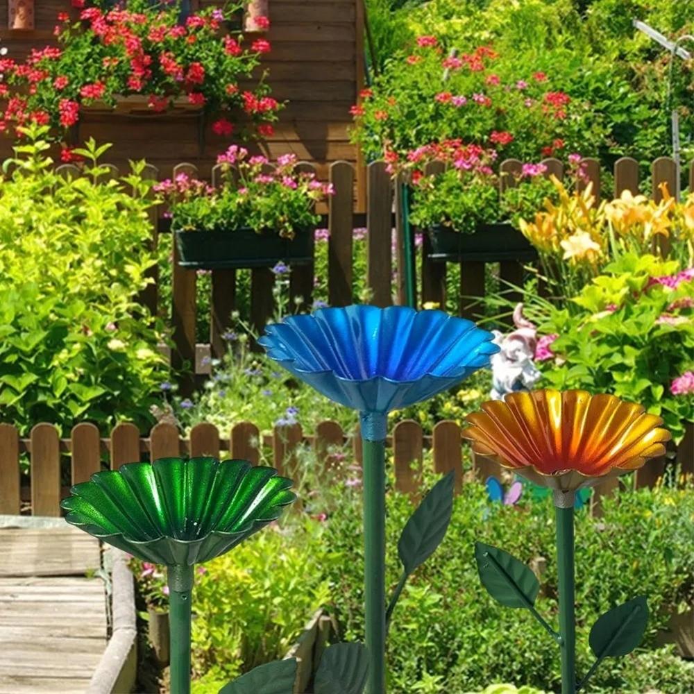 2pcs Plug-in Bee Drinking Cups Metal Butterfly Bath Bowl Water Station Bee Watering Cup Bird