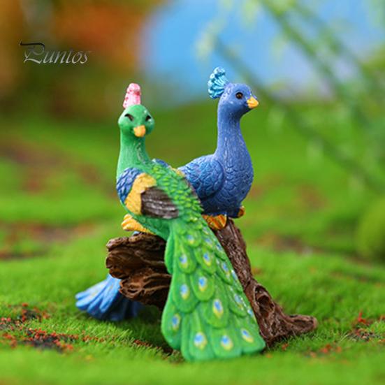 DIY Little House Peacock Ornament Decorative Realistic Hand-crafted Photo Props Display Mold Resin Garden Micro Landscape Home Decor Miniature Statue