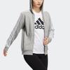 Adidas Striped Logo Casual Sports Hooded Jacket Women Jacket Gray GV6021